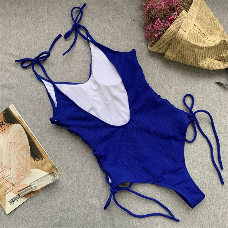 Side Lace Up Monokini -  Sexy Beaches Swimwear