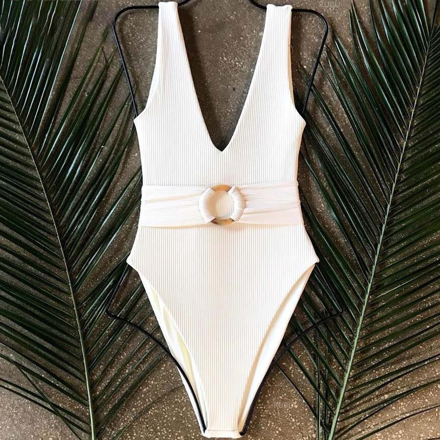 Ribbed High Cut Vintage Monokini -  Sexy Beaches Swimwear