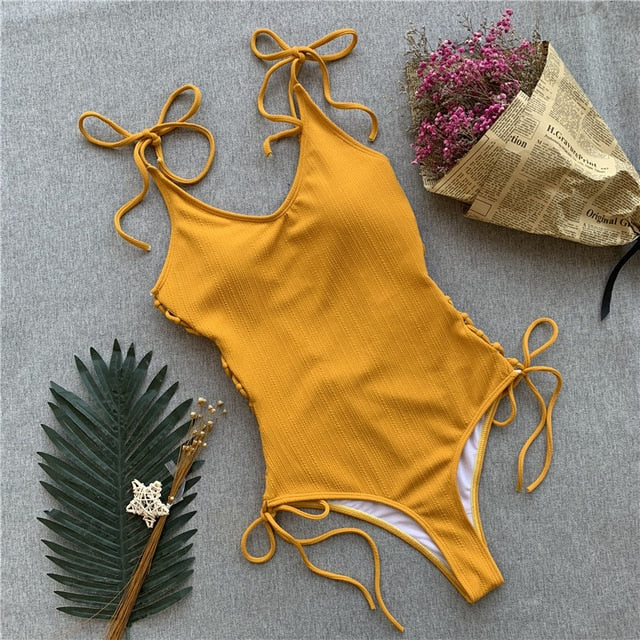 Side Lace Up Monokini -  Sexy Beaches Swimwear