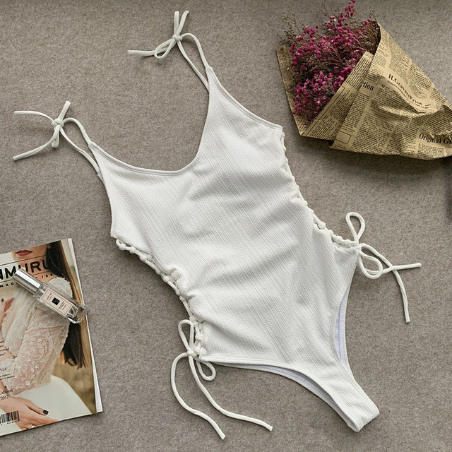 Side Lace Up Monokini -  Sexy Beaches Swimwear